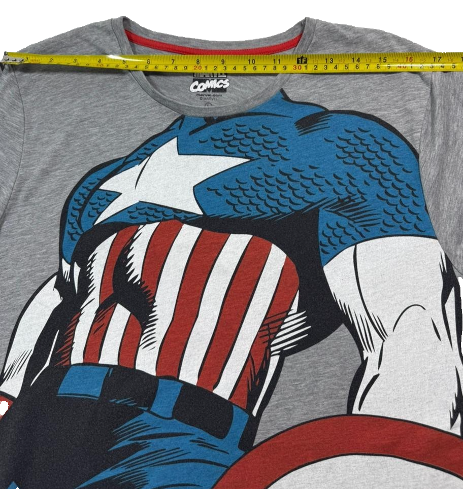 Grey Cotton Marvel Comics Captain America Graphic T-Shirt - Size L