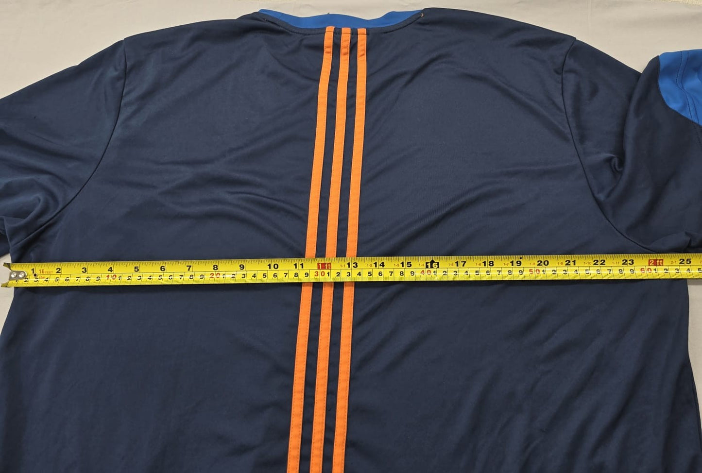 Adidas Men's Navy Blue Short Sleeve T-Shirt Size 2XL Orange Stripes