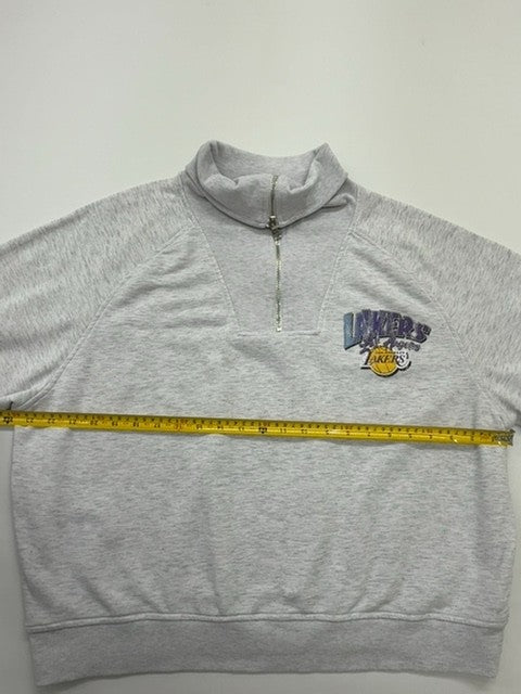 NBA Boys Lakers Heather Gray Fleece Pullover Hoodie Size L Regular Fit