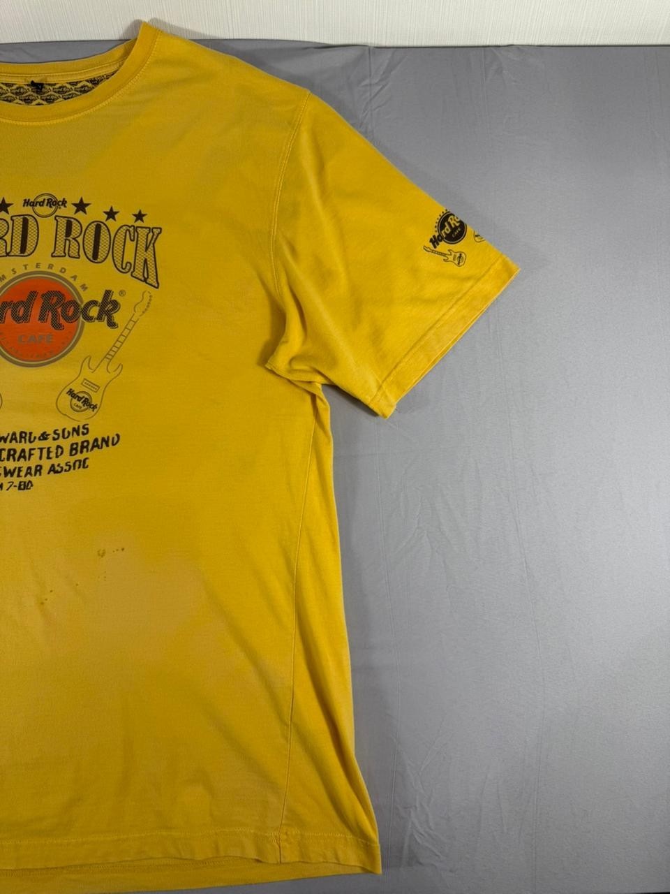 Hard Rock Cafe Amsterdam Men's Yellow Graphic T-Shirt Size M