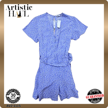 Rails Sky Blue Daisy Floral Romper Women's Size M V-Neck