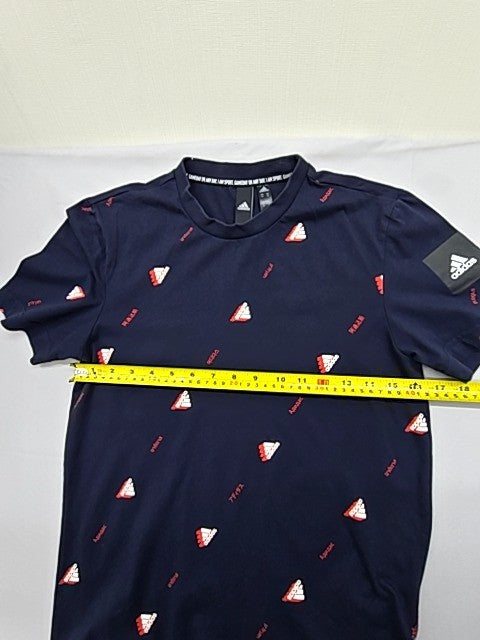Adidas Navy Triangle Pattern XS Short Sleeve Crewneck T-Shirt Unisex