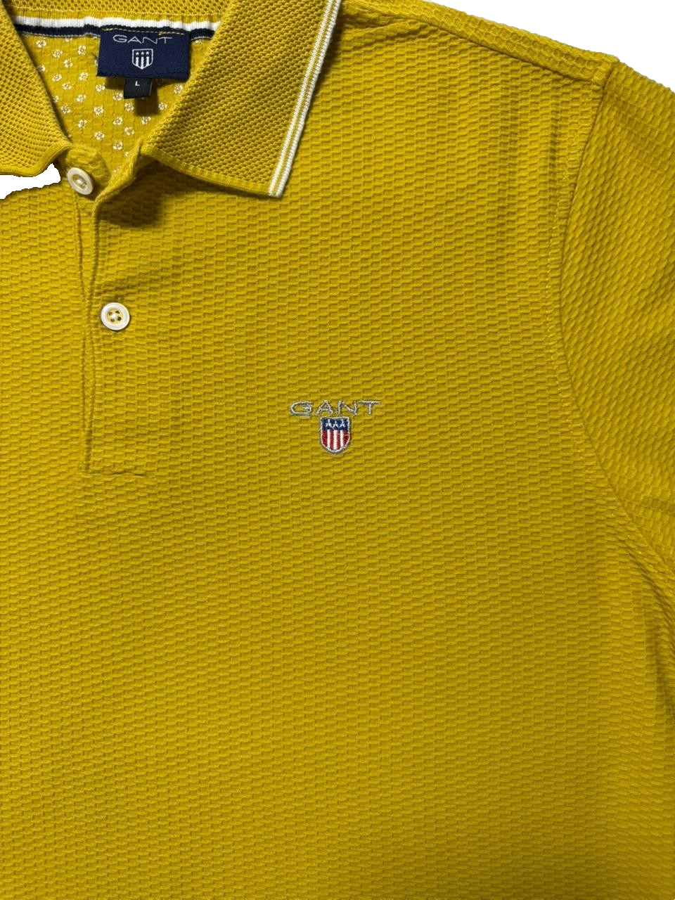 Gant Men Polo Shirt Short Sleeved Regular Fit - Yellow 100% Cotton - Size L