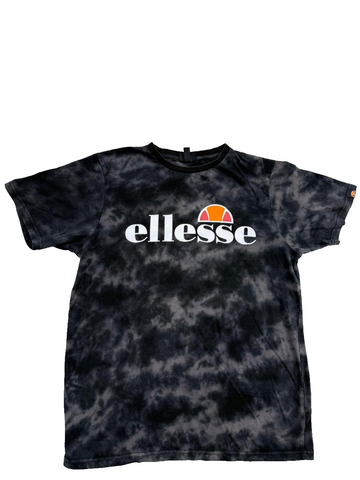 Ellesse Black Tie Dye Women's T-Shirt UK 12 Short Sleeve Logo