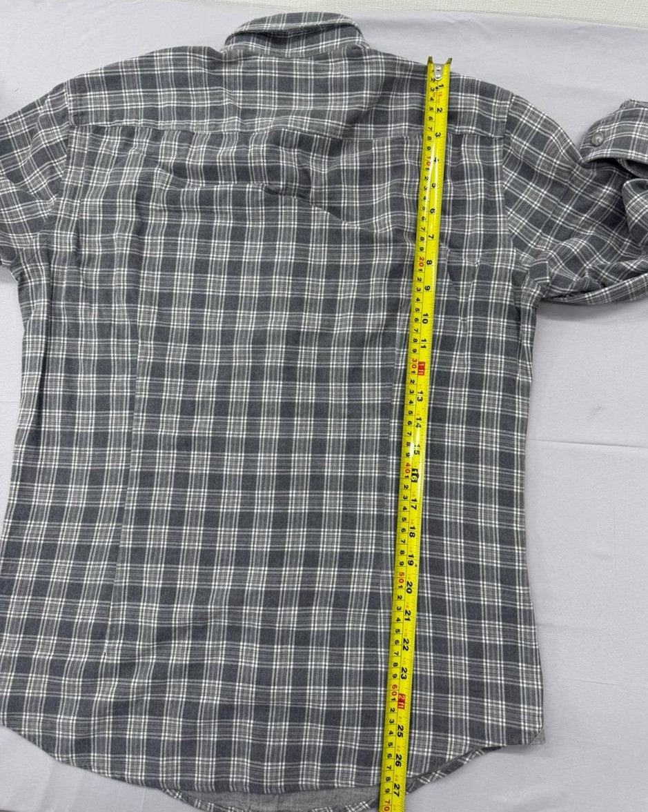 BOSS Men's Grey Plaid Flannel Slim Fit Button-Down Shirt M Germany