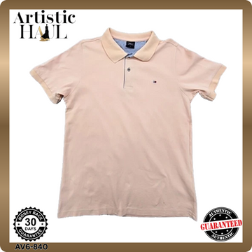 Tommy Hilfiger Men's Beige Short Sleeve Polo Shirt L Cotton Regular Turkey