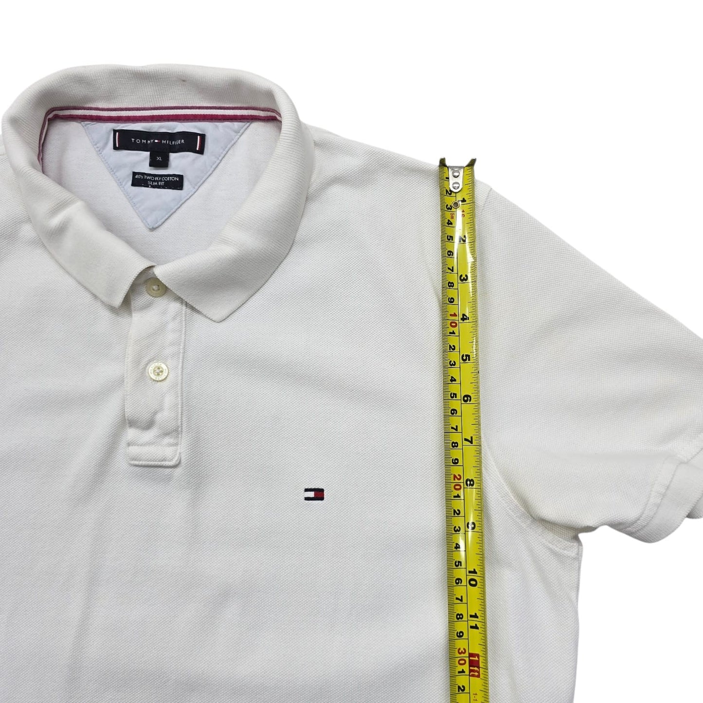 Tommy Hilfiger Men's White Slim Fit Polo Shirt XL Cotton