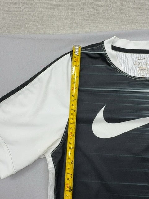 Nike Men's Black White Striped Soccer Jersey Short Sleeve Slim Fit Dri-FIT
