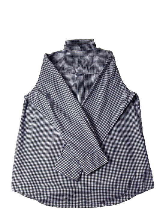 Chaps Men's Large Button Down Shirt Purple White Gingham Easy Care