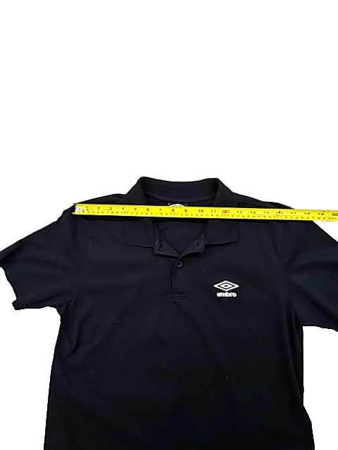 Umbro Black Cotton Polo Shirt Men's M Short Sleeve Button Placket Logo