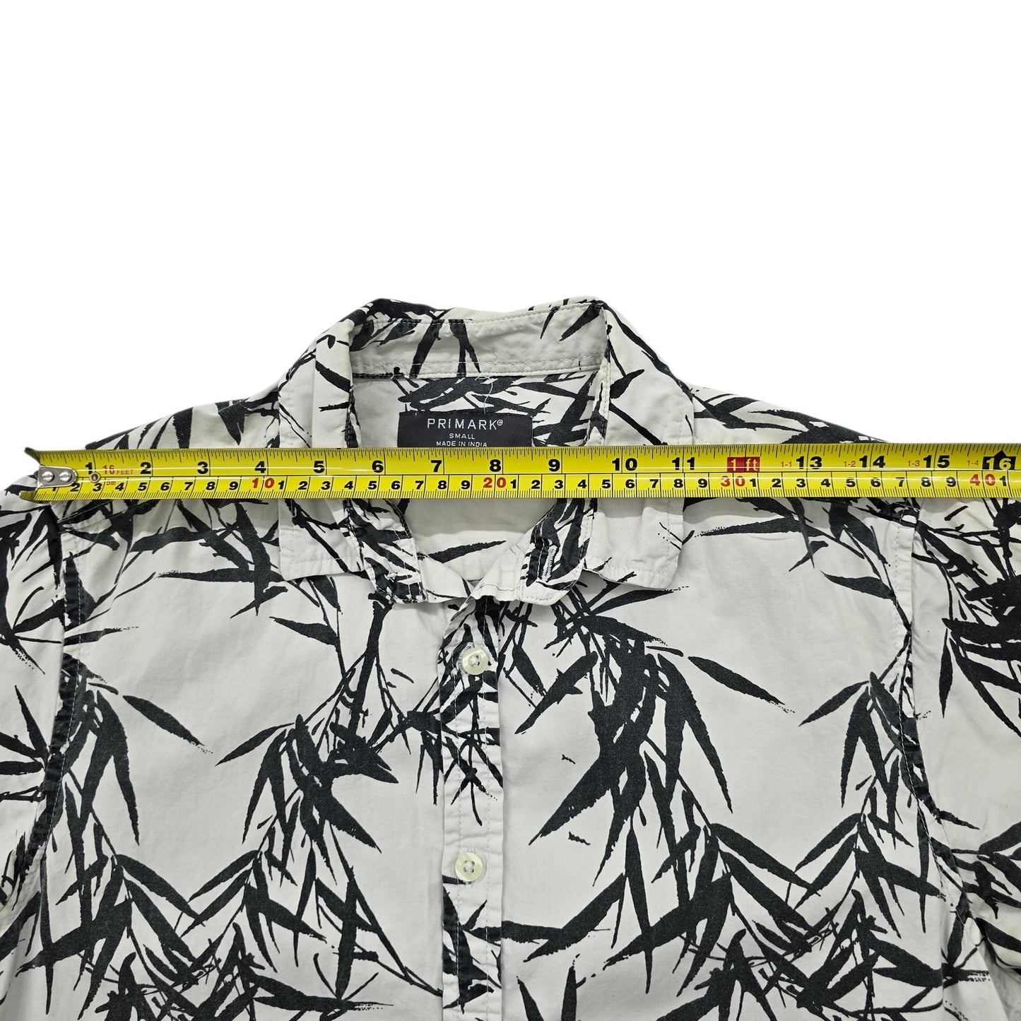 Primark Women's Cream Botanical Print Button-Up Shirt Size S Short Sleeve