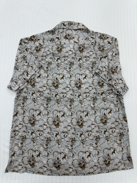 D'Urban Men's Beige Shirt – Size L, Floral, Short Sleeve