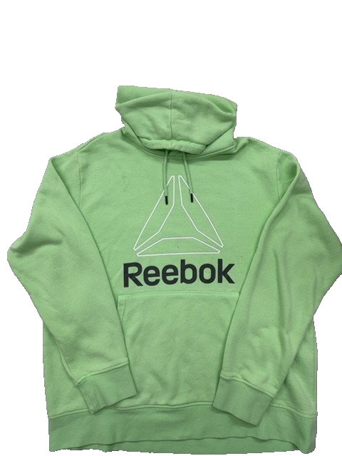 Reebok Green Fleece Pullover Hoodie XL Logo Long Sleeve