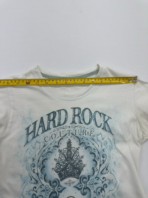Hard Rock Women Cream Graphic T-Shirt Size S Soft Jersey Knit Regular