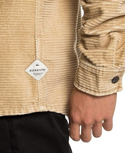 Quiksilver Men's Tan Corduroy Button-Up Shirt Long Sleeve Casual Size M