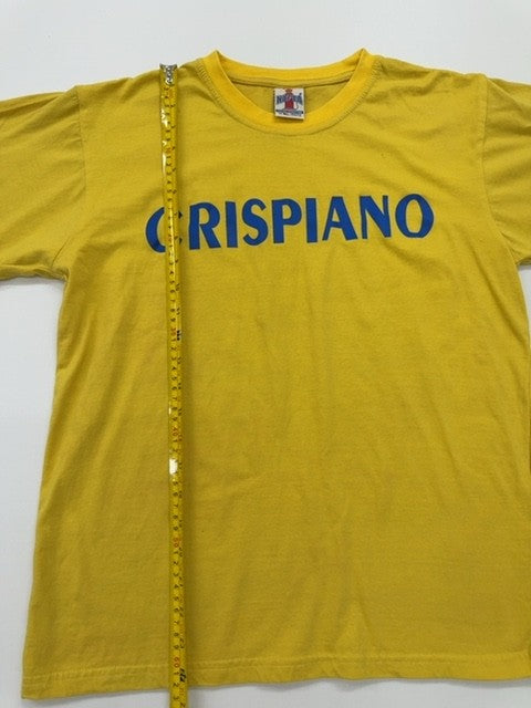 Crispiano Unisex Yellow Graphic T-Shirt Crew Neck Size M Regular Fit
