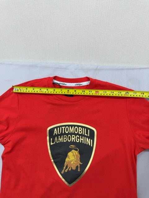 Lamborghini Red Logo T-Shirt Men's M Short Sleeve Crew Neck B3XWBTZ-3043