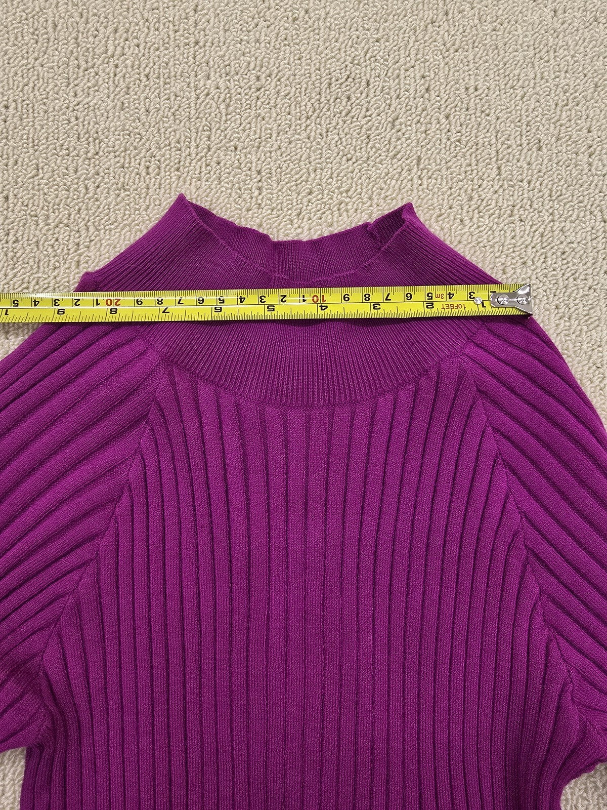 Noisy May Women's Purple High Neck Ribbed Knit Top M Cropped