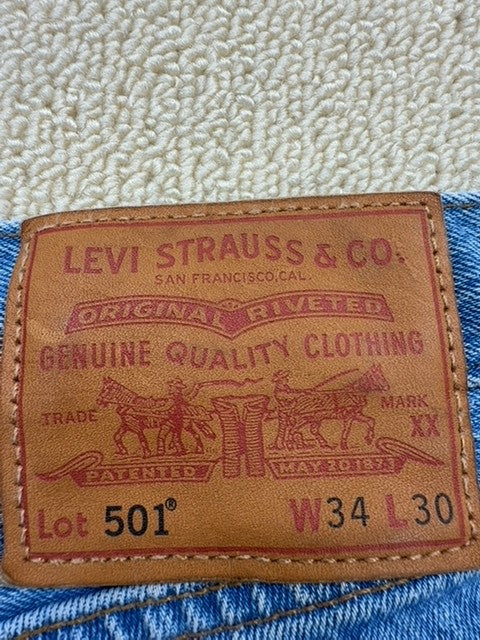Levi's 501 Original Fit Jeans 34x30 Medium Blue Button Fly Cotton