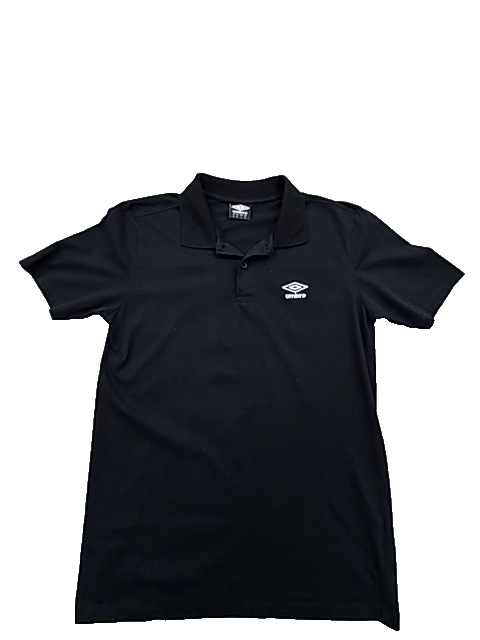 Umbro Black Cotton Polo Shirt Men's M Short Sleeve Button Placket Logo