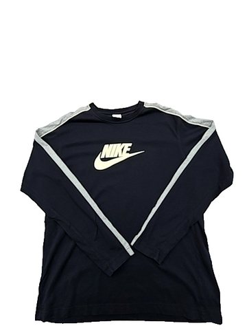 Nike Unisex Long Sleeve Striped Fleece Sweatshirt Black XL