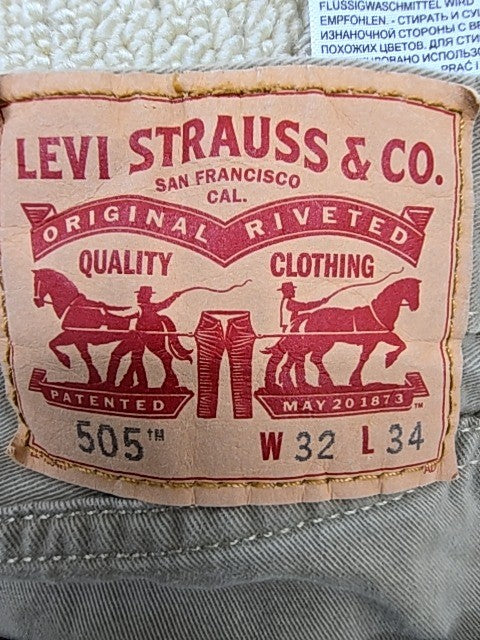 Levi's Men's Grey 505 Straight Leg Jeans Size L 32x34 Zip Fly