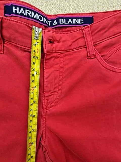 Hablaine Red Straight Leg Women's Jeans Size 44 Zip Pockets Cotton Blend