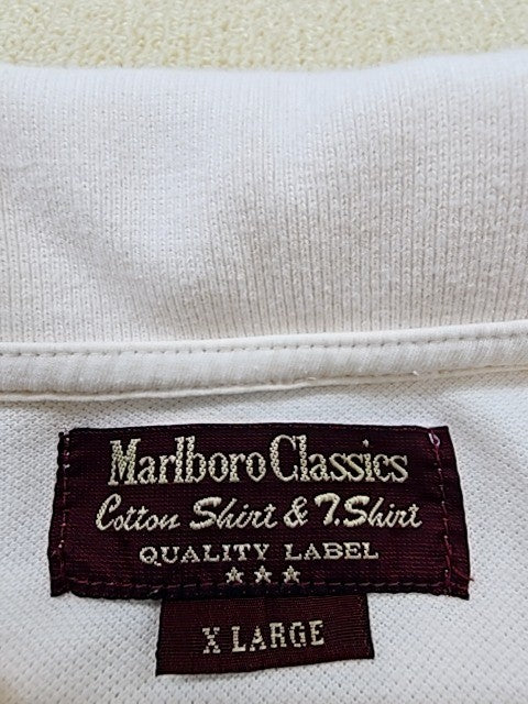Marlboro Classics Men's White Polo Shirt XL Cotton Short Sleeve