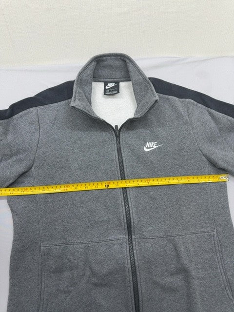 Nike Men's L Grey Full-Zip Fleece Hoodie Swoosh Long Sleeve