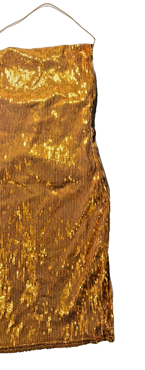 Gold Sequin Strapless Mini Dress - Size 6