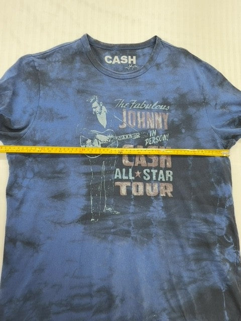 Johnny Cash Unisex Navy Blue Tie Dye All Star Tour XL Vintage