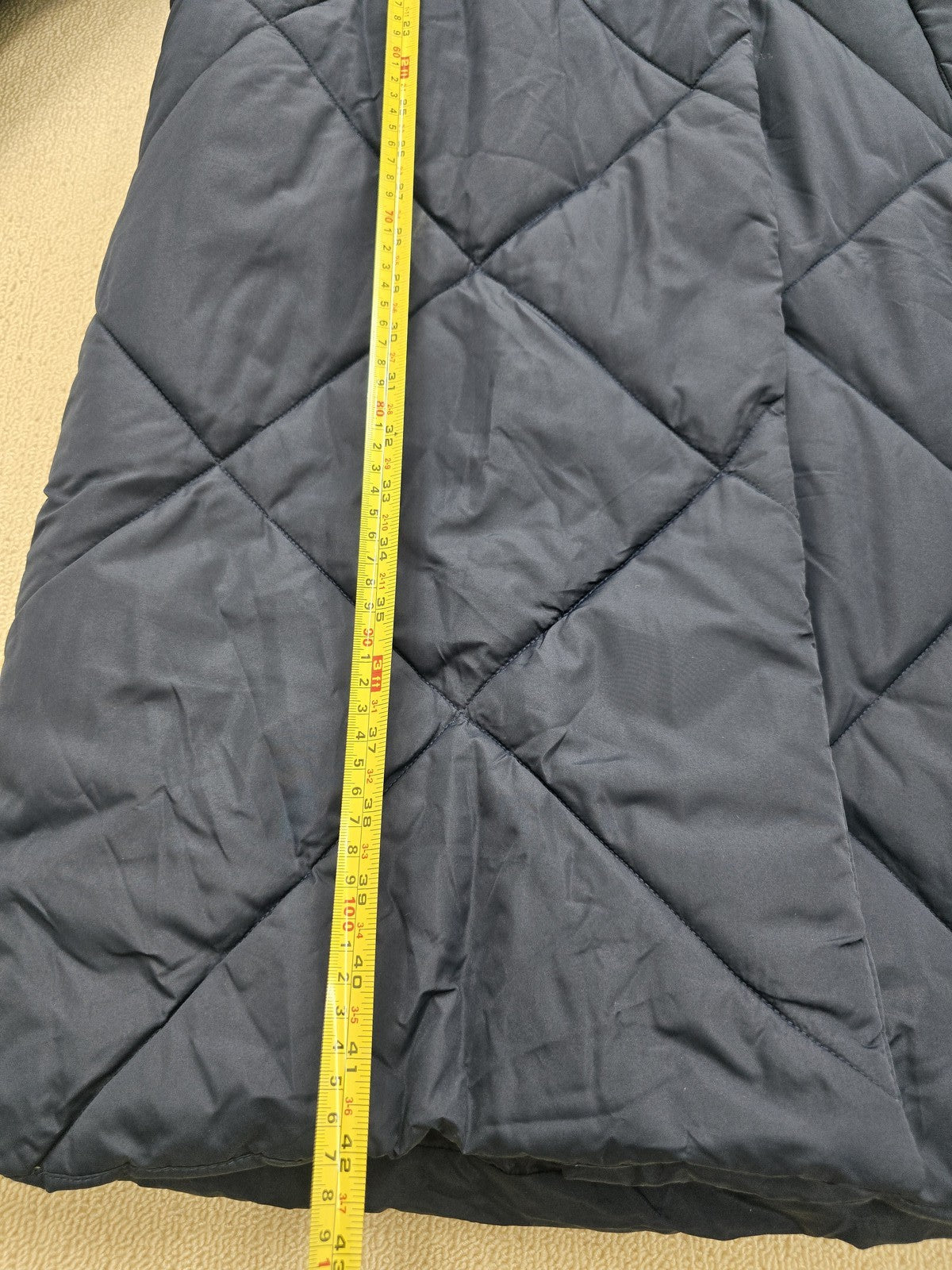 French Connection Navy Quilted Puffer Coat XS Long Winter Women