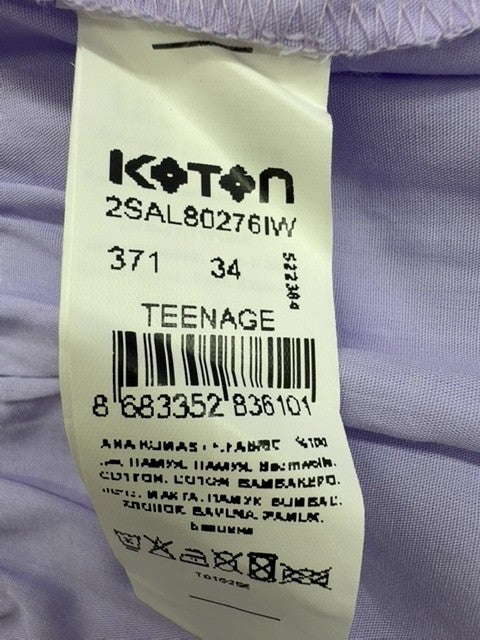 Ole by Koton Purple Tiered Knee Dress EU 34 Cotton Puffed Sleeve