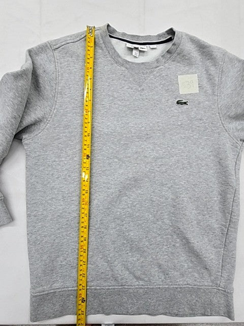 Lacoste Men's Grey Crew Neck Sweatshirt S Cotton Blend Croc Logo