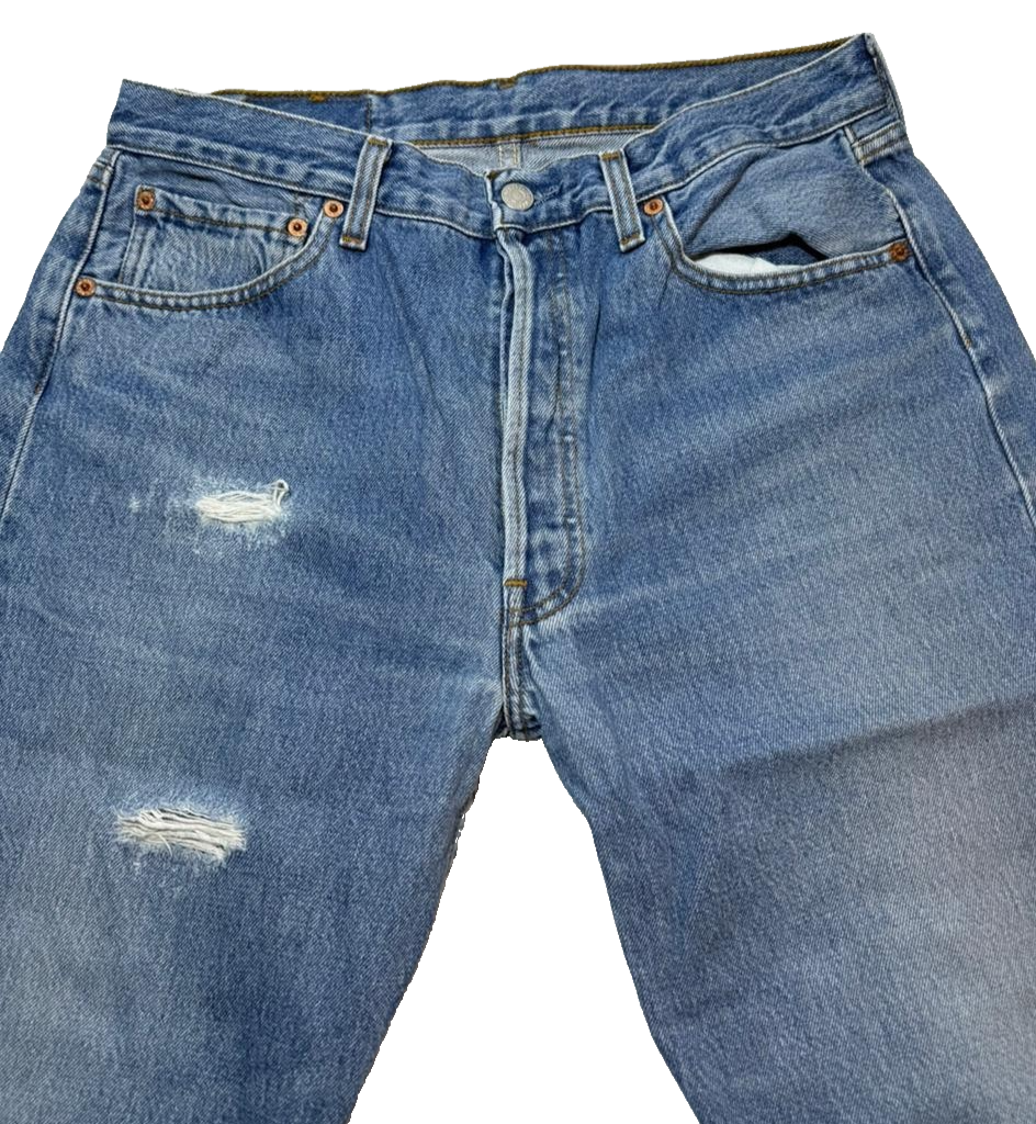 Women Levi Strauss & Co Original Rivated Distressed Denim Jeans Pants Size 42