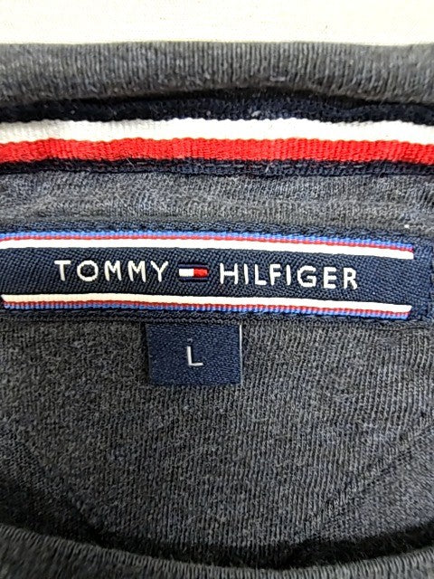 Tommy Hilfiger Men's Gray Logo Short Sleeve T-Shirt Size L Cotton
