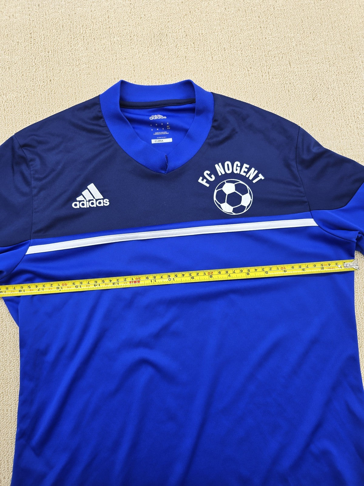 Adidas Men's Navy Blue Striped Long Sleeve ClimaLite Jersey M