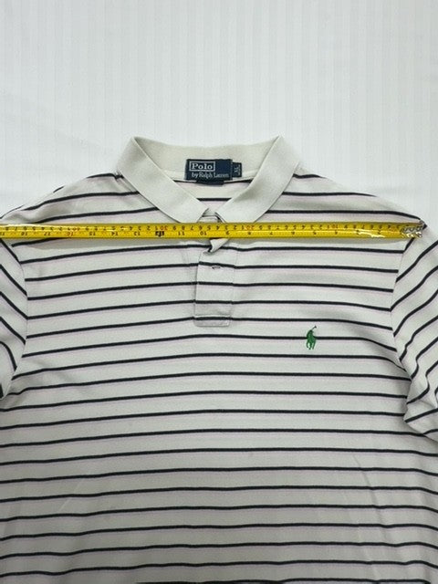 Polo Ralph Lauren Men's White Navy Striped Polo Classic Fit