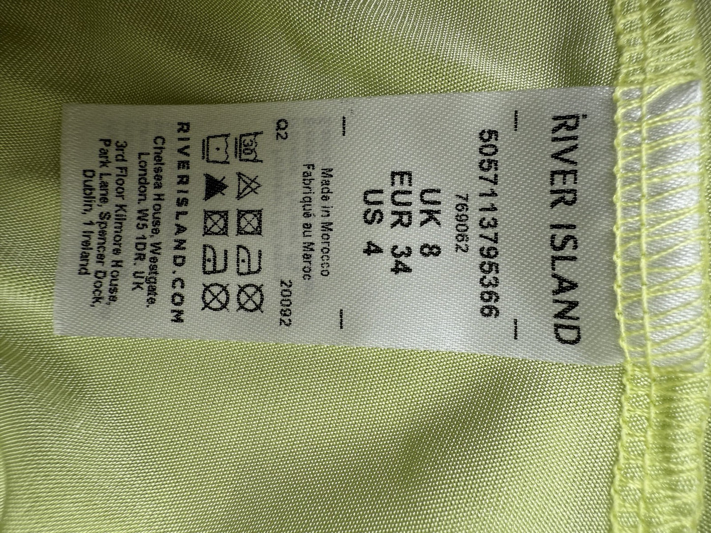 River Island Wide Leg Trousers Lime Green Size 8 Women's