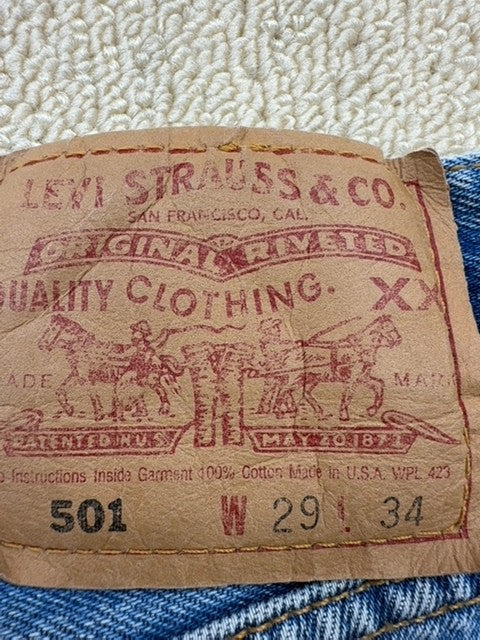 Levi's Men's 501 Medium Blue Shorts W29 L34 Vintage