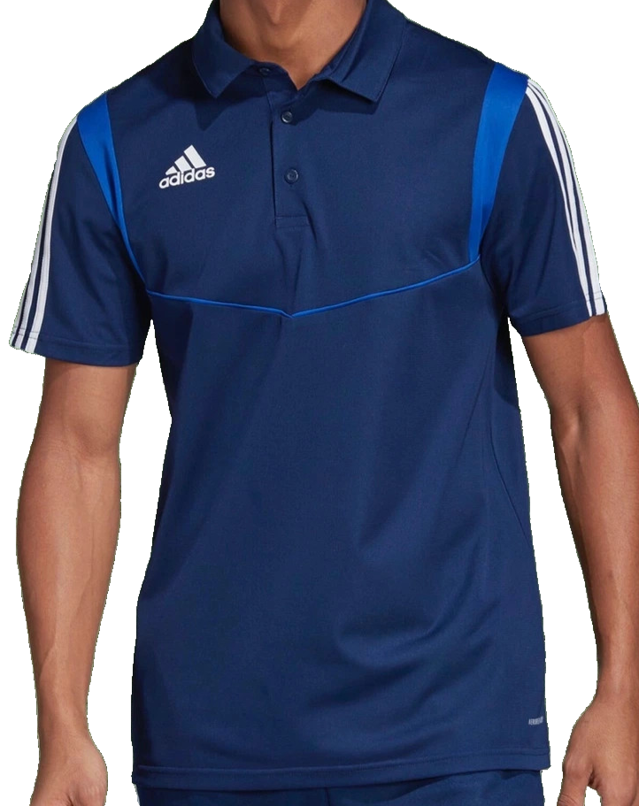 Adidas Men's Navy Blue Climalite Polo Shirt White Three Stripes Short Sleeve L