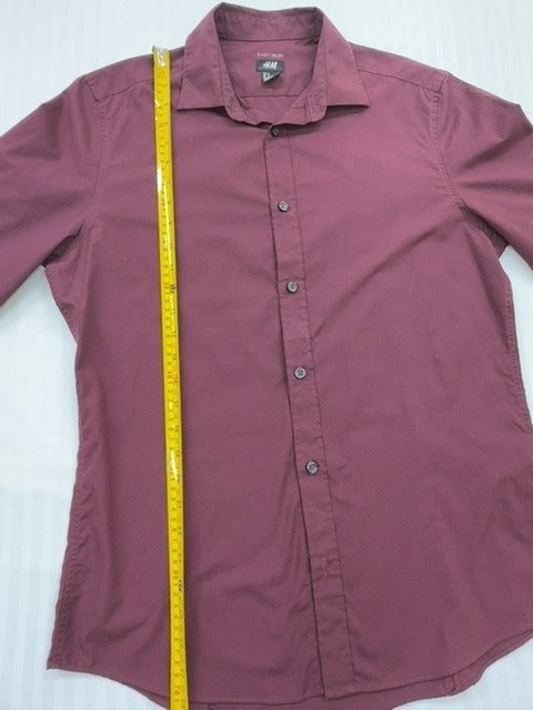 H&M Women's Burgundy Long Sleeve Button-Up Shirt M