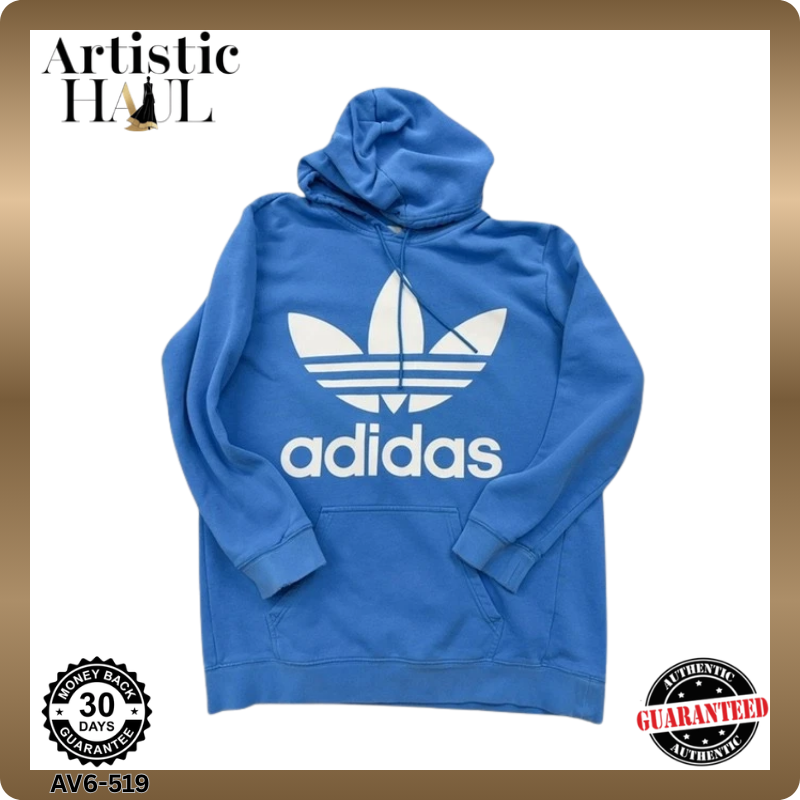Adidas Men's Blue 3-Stripes Fleece Pullover Hoodie XL Regular