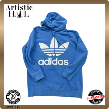 Adidas Men's Blue 3-Stripes Fleece Pullover Hoodie XL Regular