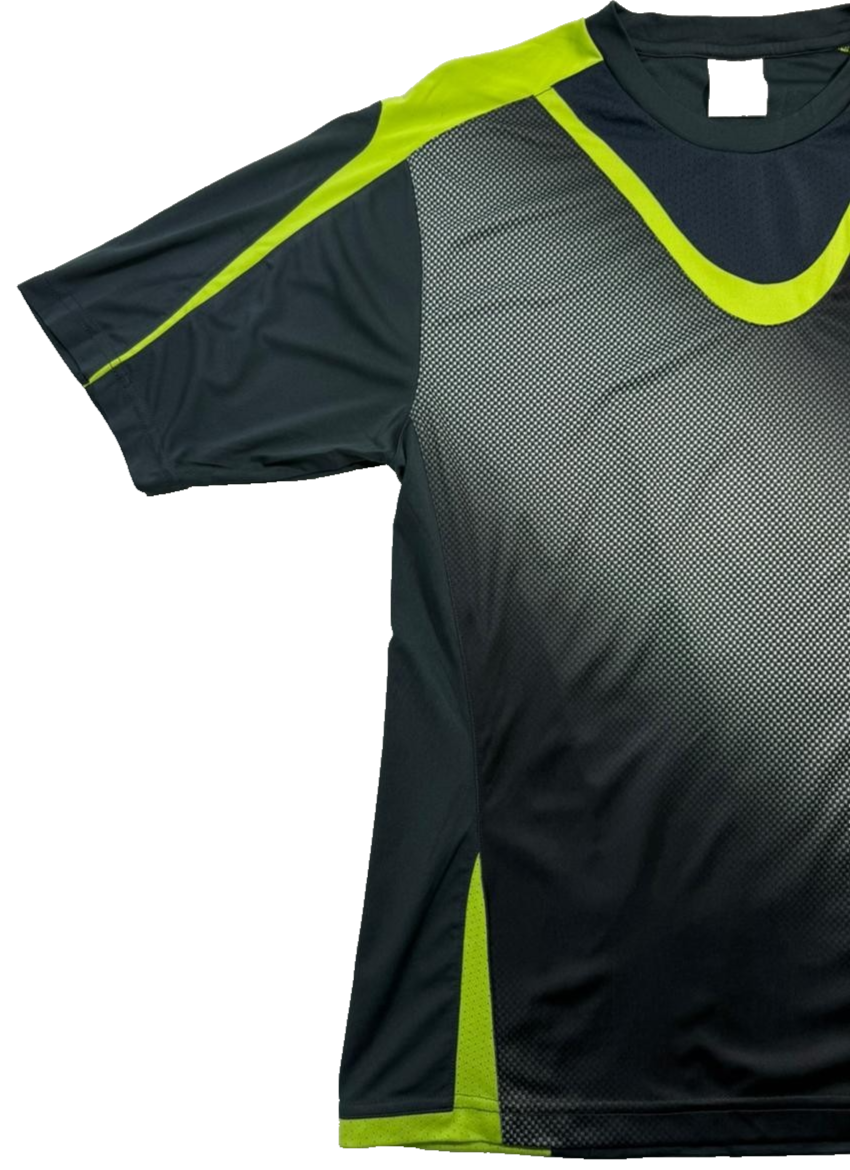 Puma Men's Training T-Shirt Black & Lime Green Gradient Halftone Soccer Jersey L