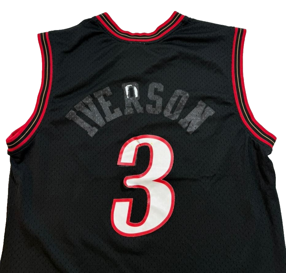 Men's Mitchell & Ness Allen Iverson Black Philadelphia Hardwood Classics Size L