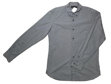 French Connection Men'S Shirt - Dark Navy Ditsy Slim Long Sleeve Formal - Size M