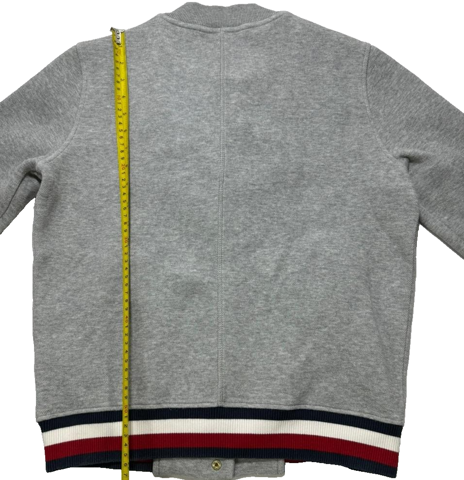 Tommy Hilfiger Women's Grey Vasity Jacket 85 Patch, Striped Trim - Size S