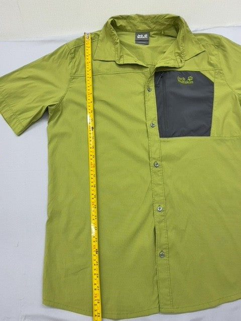Jack Wolfskin Men's Lime Green Nylon Button-Down Shirt Size M