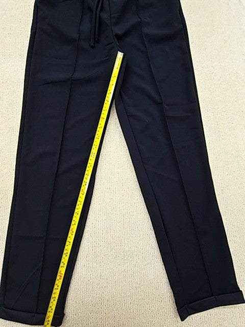 Koton Black Drawstring Trousers L Relaxed Straight Cuffed Women Casual